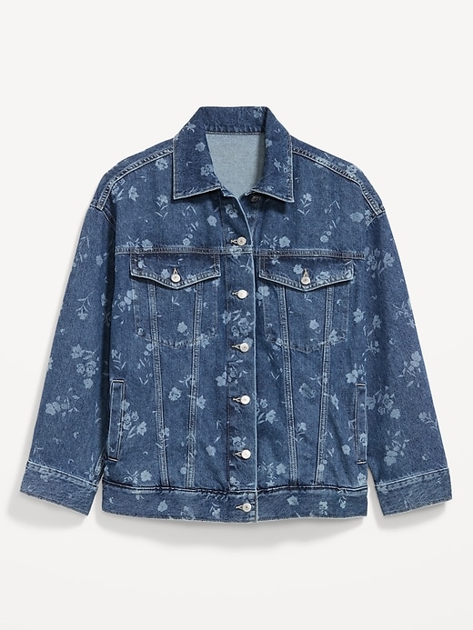 Image number 7 showing, Oversized Floral Print Jean Trucker Jacket