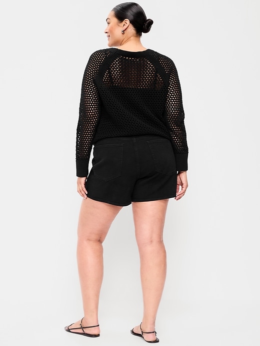 Image number 8 showing, High-Waisted Wow Baggy Jean Shorts -- 5-inch inseam