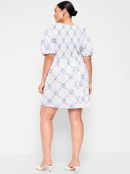 Image number 7 showing, Puff-Sleeve Smocked Fit & Flare Mini Dress