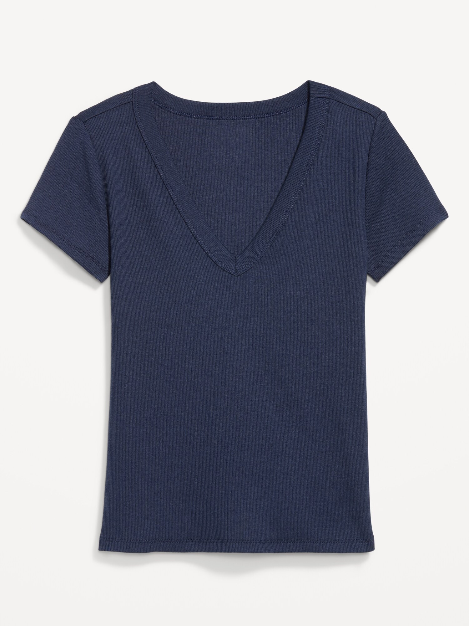 Женская футболка Old Navy Snug Crop V-Neck Ribbed, цвет: Arctic Depth — фото 4