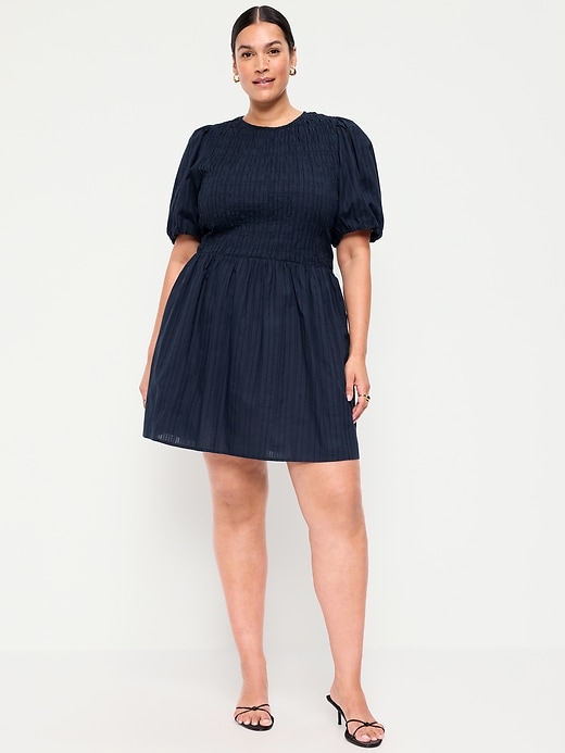 Image number 4 showing, Smocked Puff-Sleeve Flare Mini Dress
