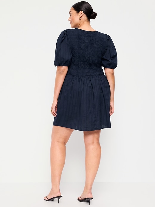 Image number 5 showing, Smocked Puff-Sleeve Flare Mini Dress