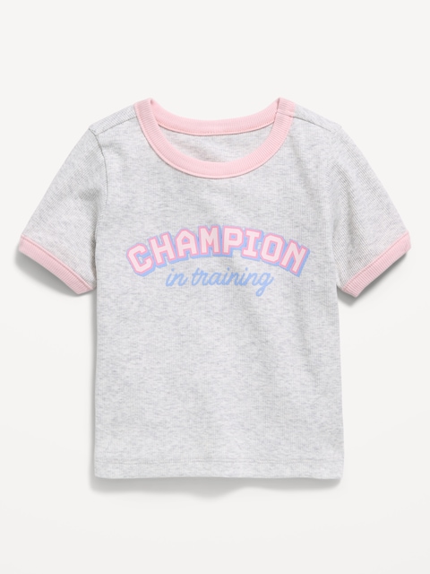 Short-Sleeve Ringer Graphic T-Shirt for Toddler Girls
