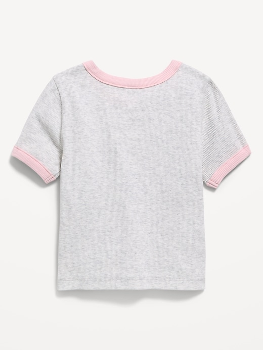 Image number 2 showing, Short-Sleeve Ringer Graphic T-Shirt for Toddler Girls