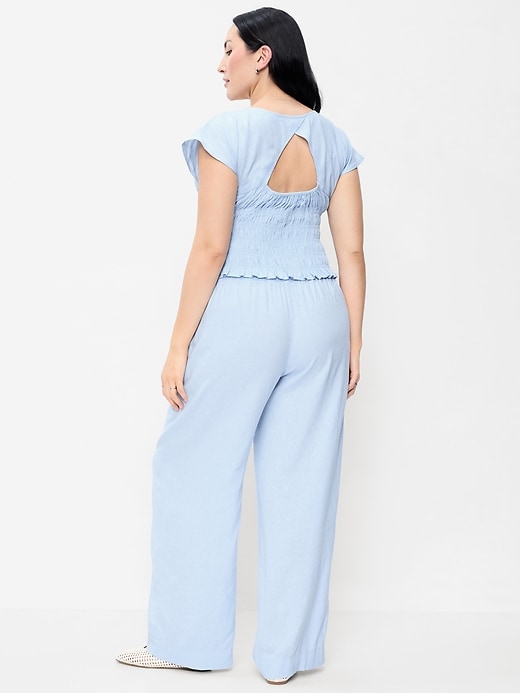 Image number 7 showing, High-Waisted Linen-Blend Wide-Leg Pants