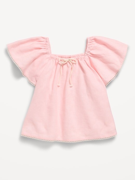 Image number 1 showing, Short-Sleeve Linen-Blend Top for Toddler Girls