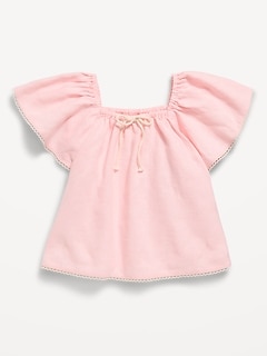 Short-Sleeve Linen-Blend Top for Toddler Girls