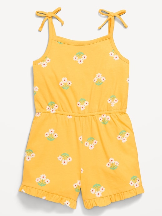 Image number 1 showing, Printed Sleeveless Tie-Bow Romper for Toddler Girls