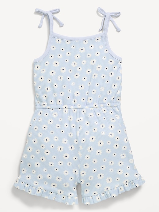 Image number 2 showing, Sleeveless Tie-Bow Ribbed Romper for Toddler Girls