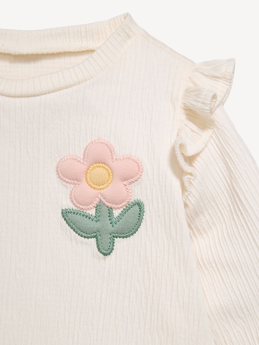 Image number 3 showing, Long-Sleeve Ruffled Top and Wide-Leg Pants Set for Baby