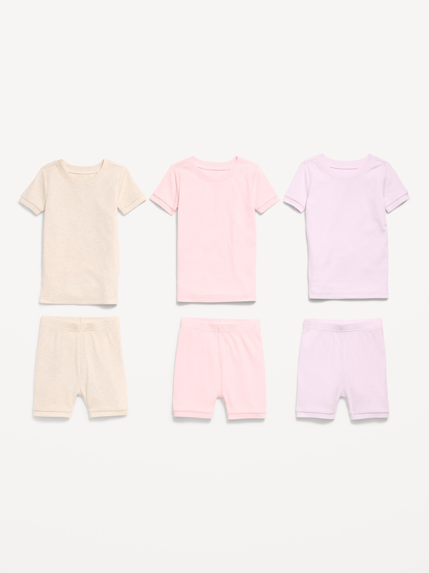 Детская облегающая пижама Old Navy в рубчик из 6 предметов для малышей и младенцев, цвет: Нейтральный — фото 2