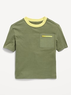 Oversized Short-Sleeve Utility Pocket T-Shirt for Toddler Boys