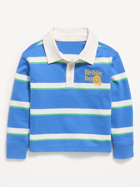Oversized Long-Sleeve Birthday Rugby Shirt for Toddler Boys