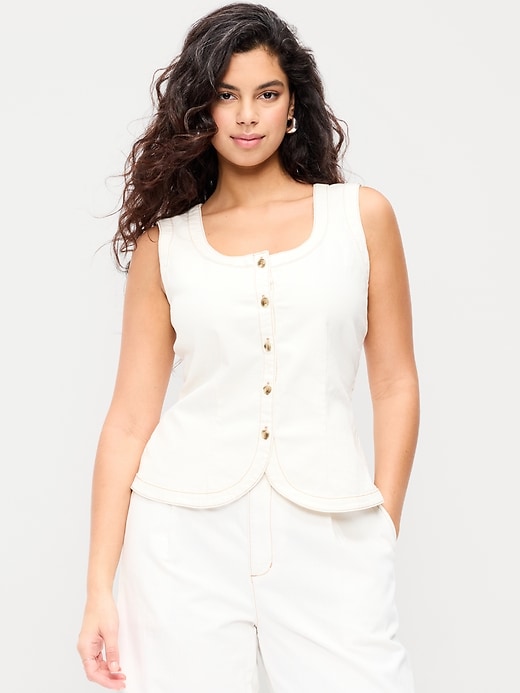 Image number 5 showing, Sleeveless Longline Denim Vest