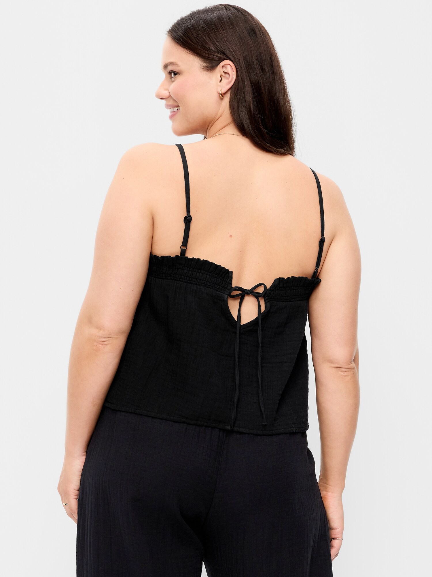 Женский топ Old Navy Crinkle Gauze Tank Top, цвет: Чёрный — фото 6