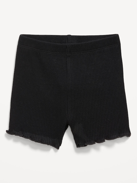 Ribbed Lettuce-Edge Biker Shorts for Baby
