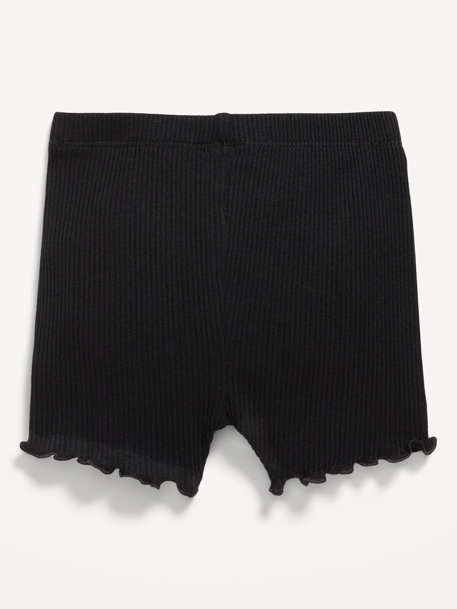Шорты Old Navy Ribbed Lettuce-Edge Biker Shorts для малышей, цвет: Светлый чёрный меланжевый — фото 2