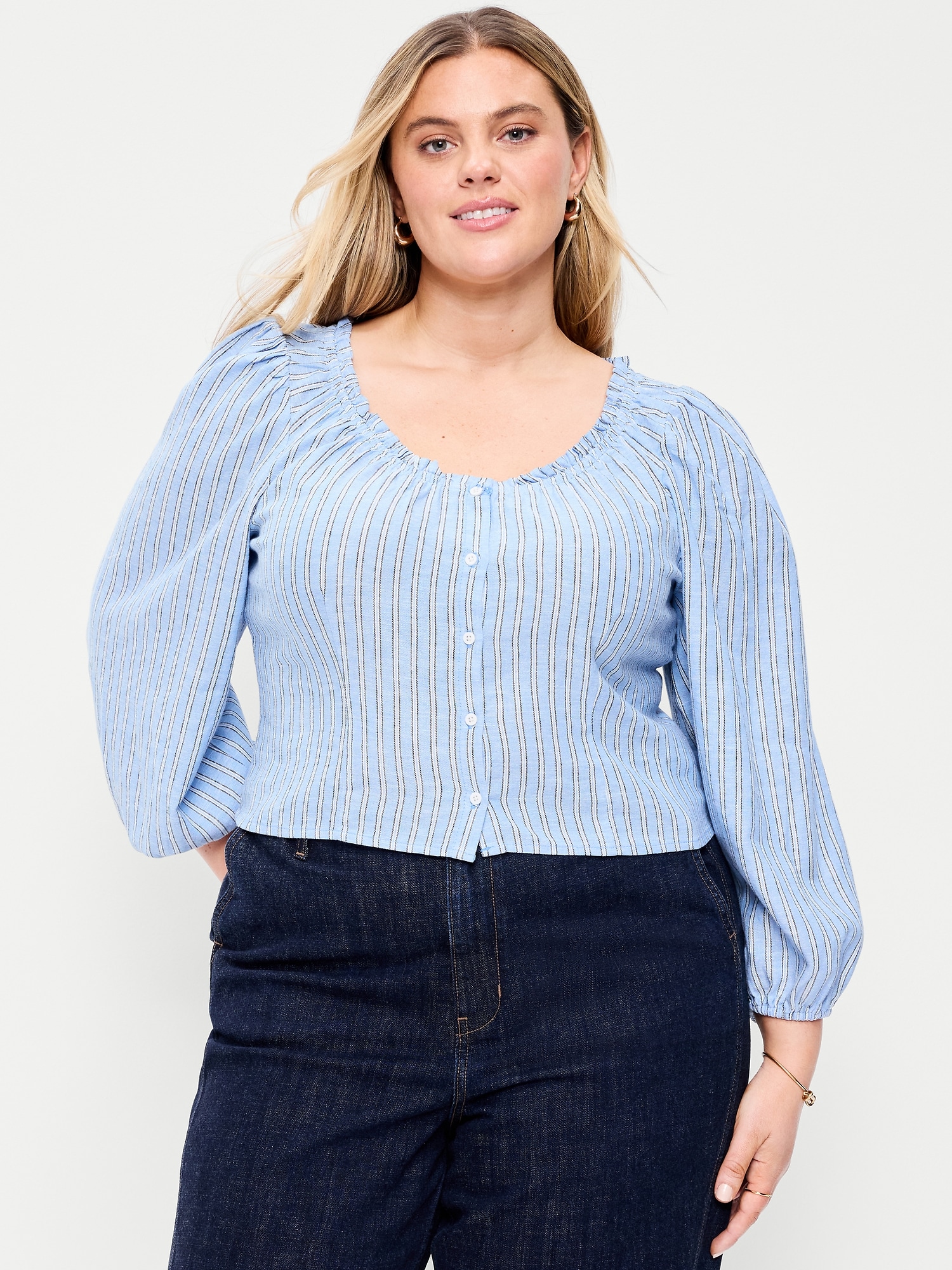 Long-Sleeve Button-Down Top