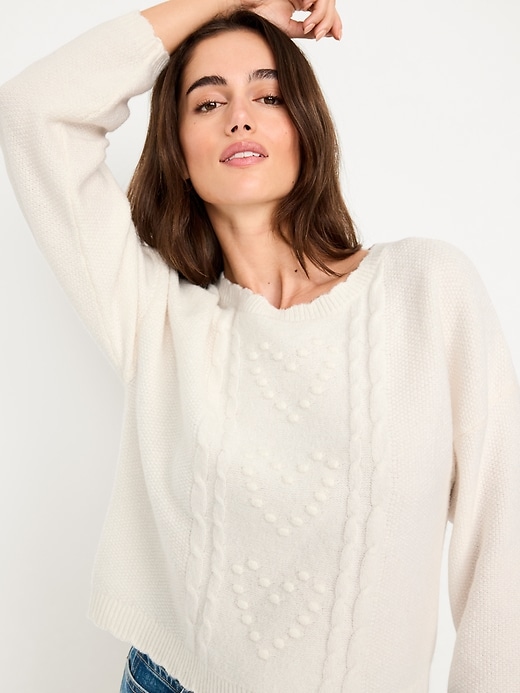 Image number 3 showing, SoSoft Crew-Neck Bobble Heart Sweater