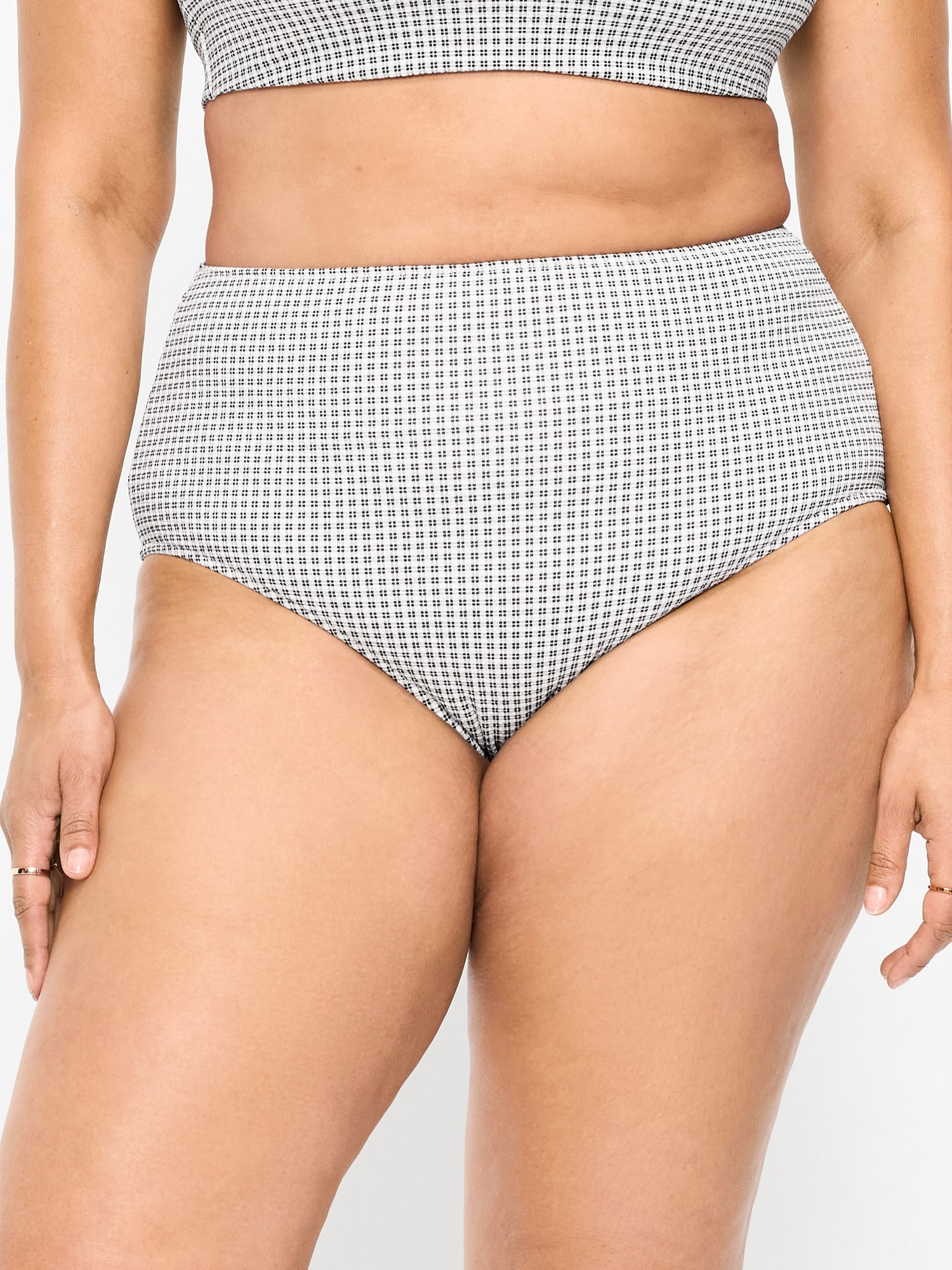 High-Waisted Pique Bikini Swim Bottoms
