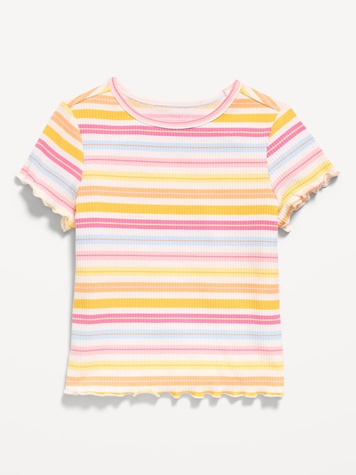 Image number 1 showing, Printed Short-Sleeve Lettuce-Edge T-Shirt for Toddler Girls