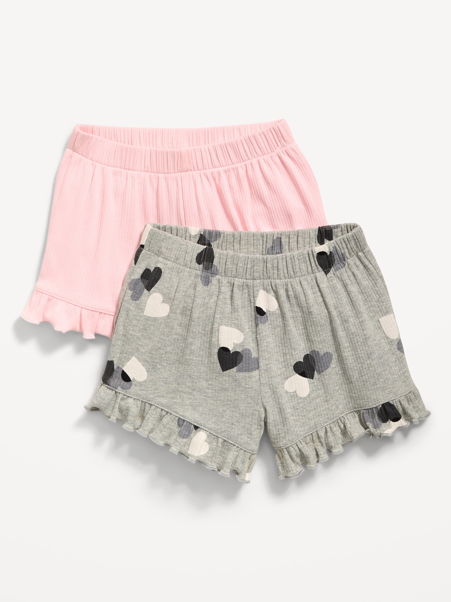 Ruffle-Hem Ribbed Shorts 2-Pack for Toddler Girls