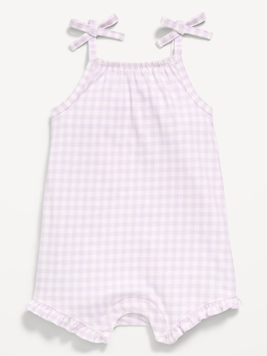 Image number 1 showing, Printed Sleeveless Tie-Strap Romper for Baby