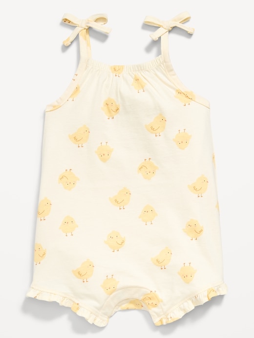 Image number 1 showing, Printed Sleeveless Tie-Strap Romper for Baby