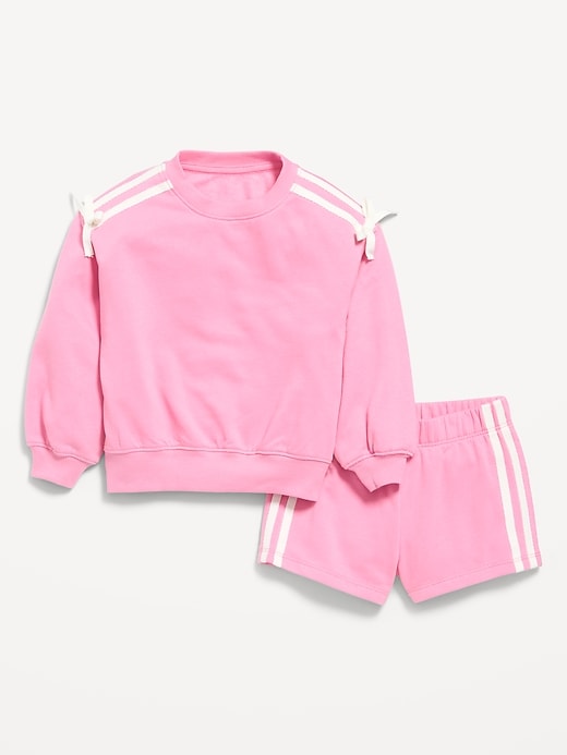Image number 1 showing, Printed Long-Sleeve Sweatshirt and Shorts Set for Toddler Girls