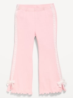 Ribbed Side-Stripe Flare-Leg Leggings for Toddler Girls