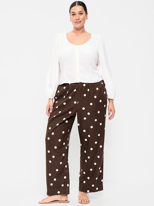 Image number 8 showing, High-Waisted Linen-Blend Straight Pants