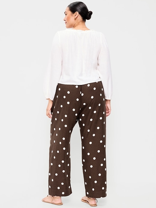 Image number 9 showing, High-Waisted Linen-Blend Straight Pants