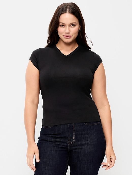 Image number 6 showing, Snug V-Neck Crop T-Shirt