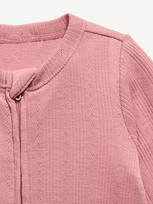 Image number 2 showing, Pointelle-Knit 2-Way-Zip Sleep & Play Footed One-Piece for Baby