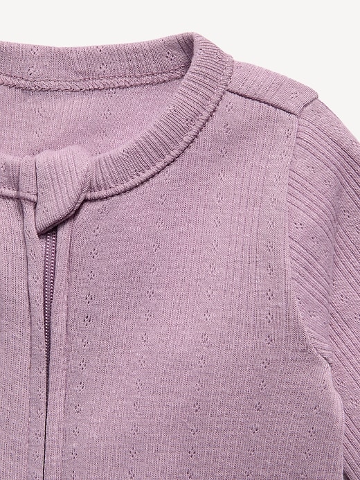 Image number 2 showing, Pointelle-Knit 2-Way-Zip Sleep & Play Footed One-Piece for Baby