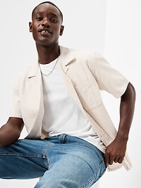 Image number 3 showing, Short-Sleeve Textured Jacquard Camp Shirt