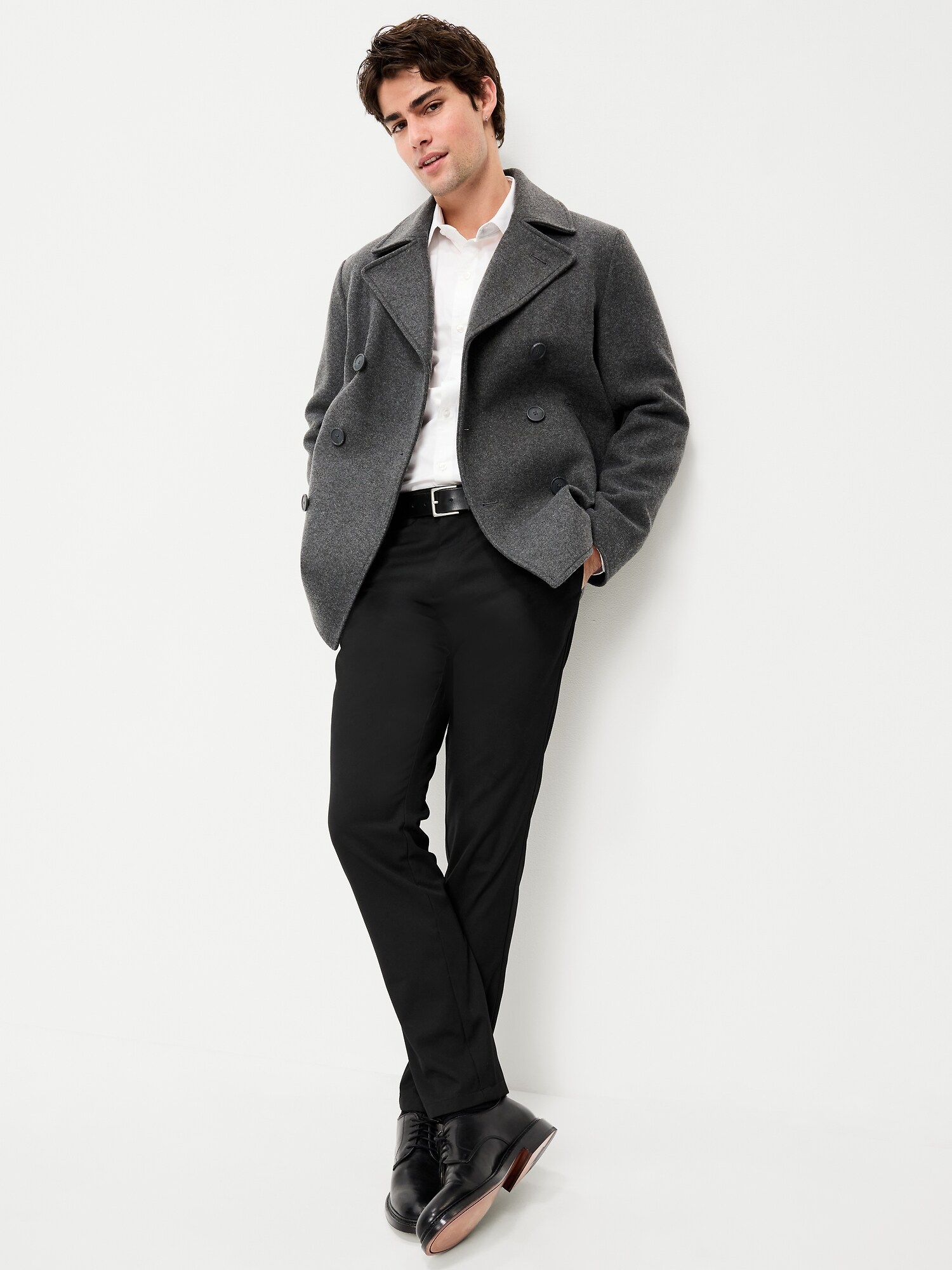 Мужские брюки Old Navy Slim-Fit Twill Dress Pants, цвет: Чёрный — фото 3