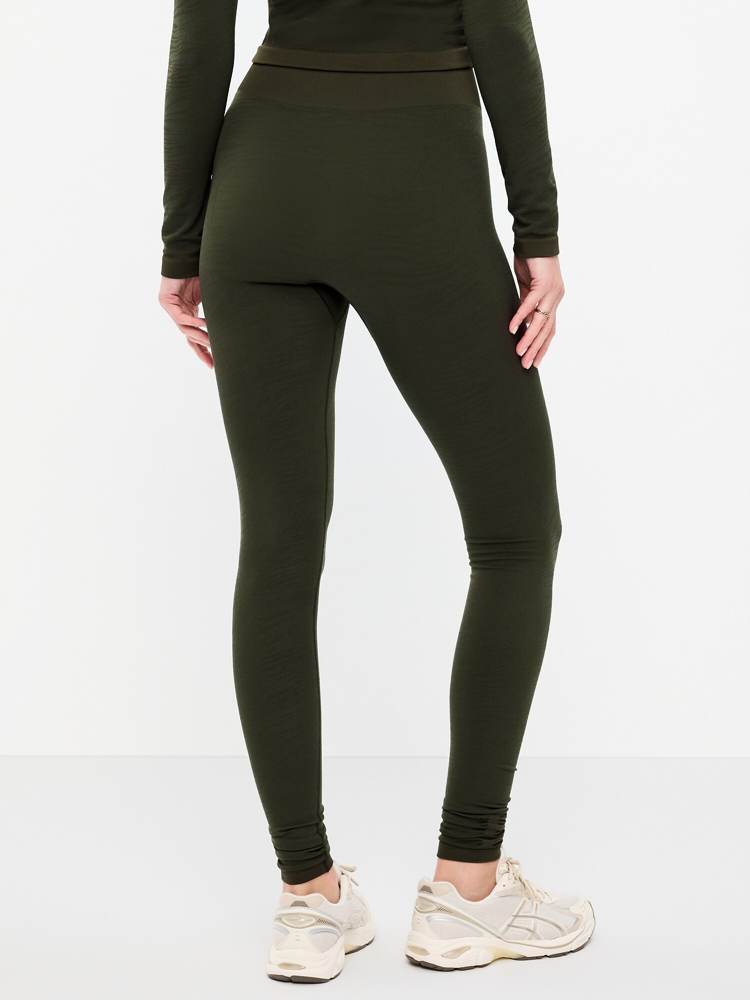Женские леггинсы Old Navy High-Waisted Seamless Jacquard, цвет: Тёмно-зелёный — фото 2