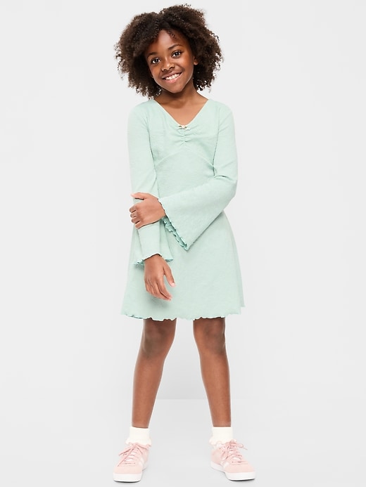 Image number 1 showing, Long-Sleeve Textured Knit Fit and Flare Dress for Girls