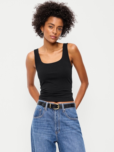 Hug Double-Layer Scoop-Neck Tank Top