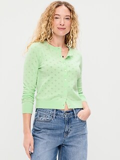 SoSoft Cropped Pointelle Cardigan