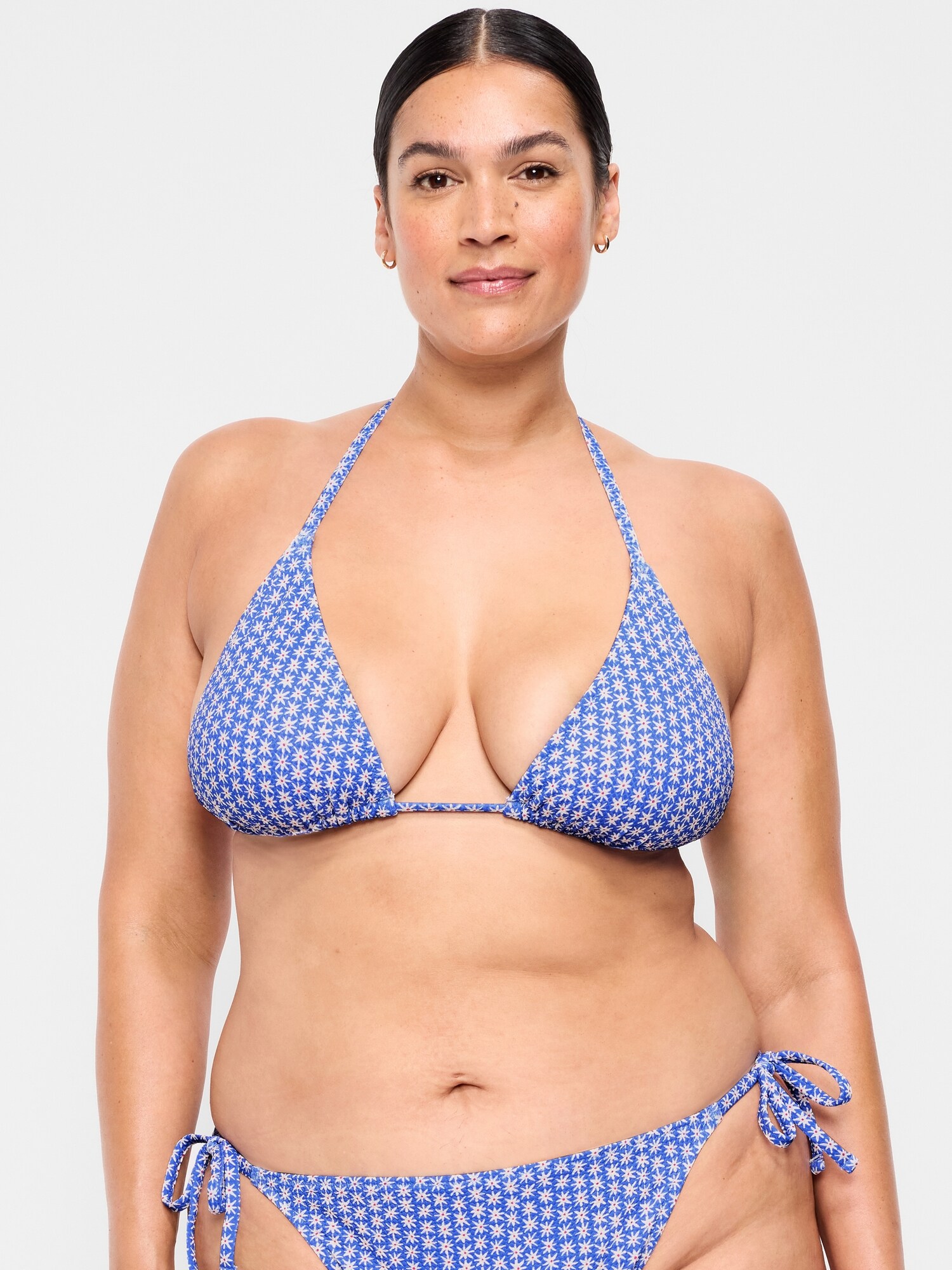 Pique Triangle String Bikini Swim Top