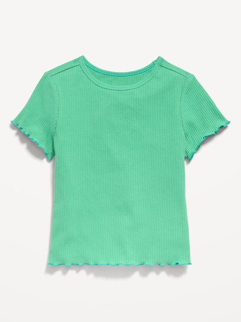 Short-Sleeve Lettuce-Edge T-Shirt for Toddler Girls