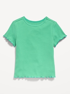 Short-Sleeve Lettuce-Edge T-Shirt for Toddler Girls