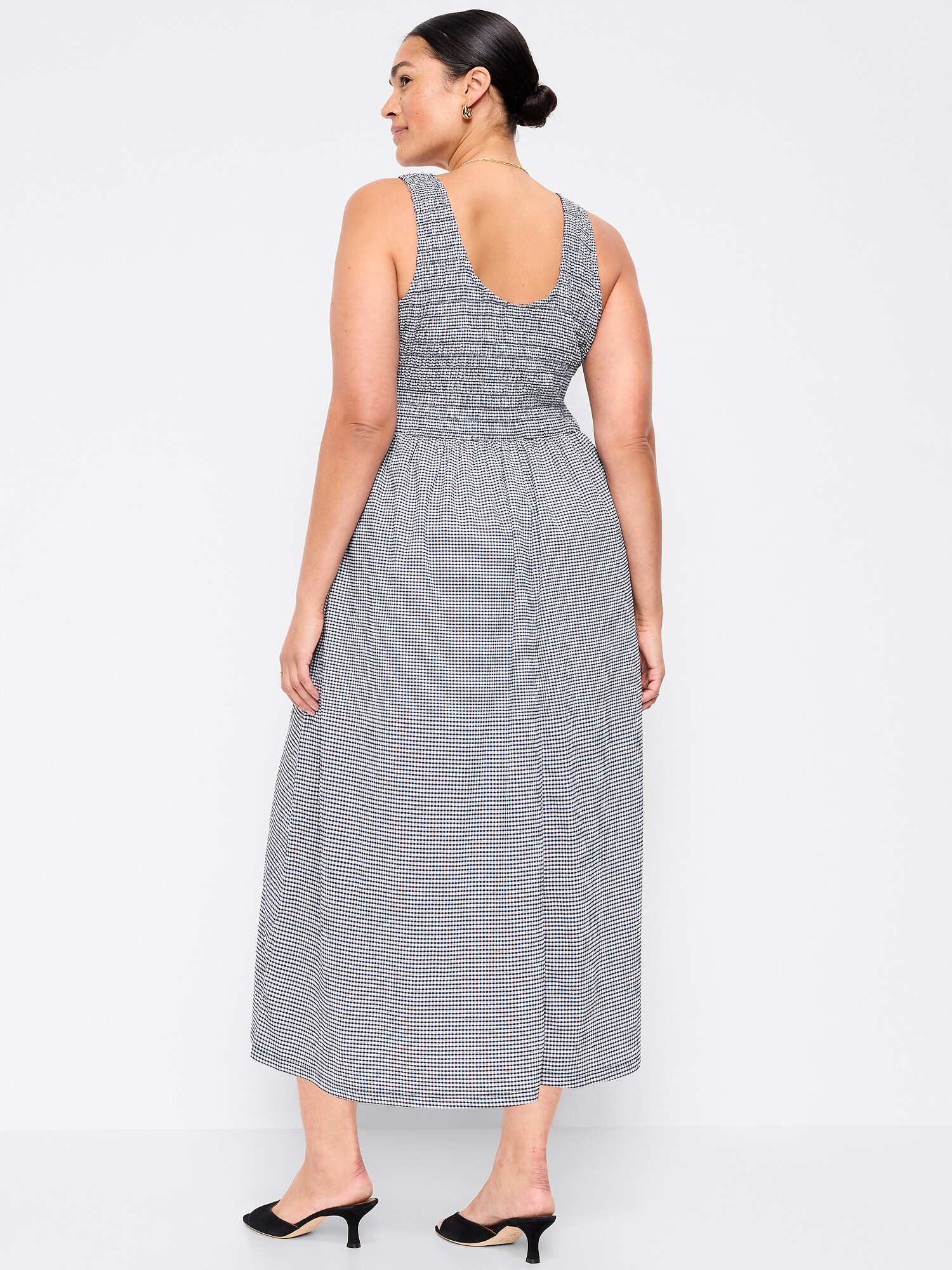 Old Navy Women's Fit & Flare Lightweight Smocked-Bodice Midi Dress - Blue - Petite Size XXL