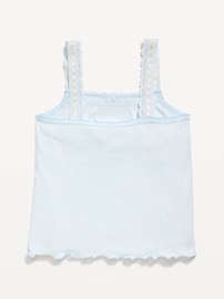 Image number 3 showing, Fitted Lace-Trim Pointelle Tank Top for Girls