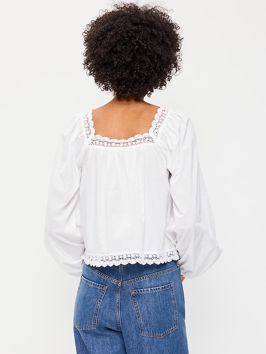Image number 2 showing, Long-Sleeve Lace Trim Top