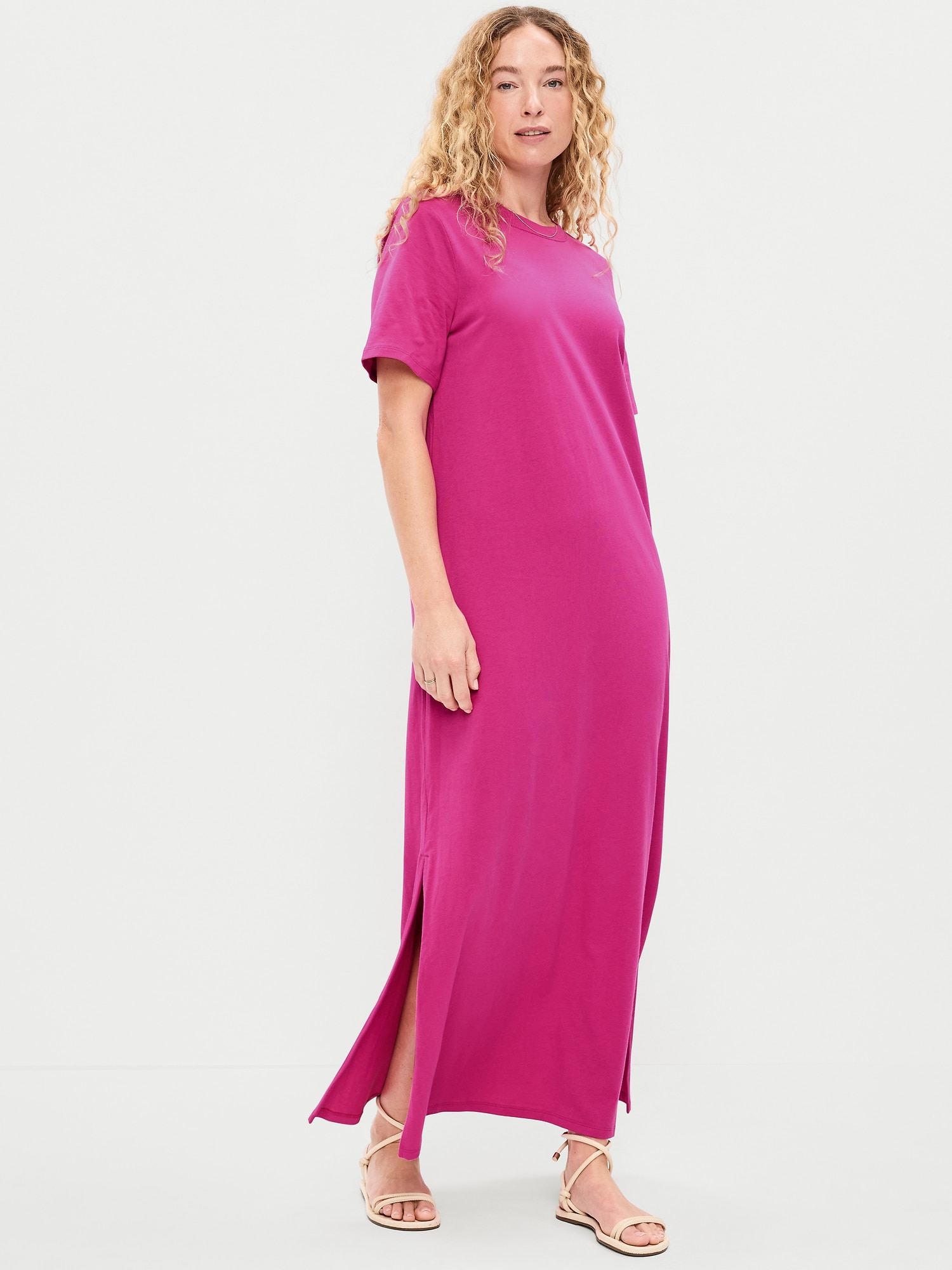 Vintage Crew-Neck Maxi Dress