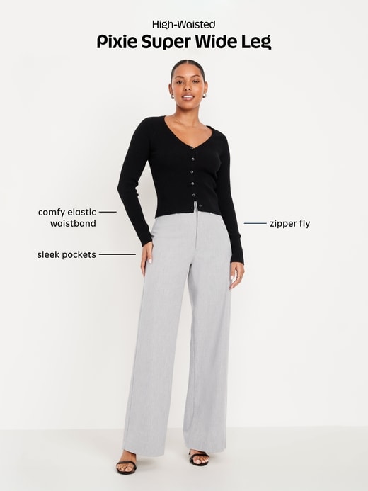 Image number 7 showing, High-Waisted Pull-On Pixie Super Wide-Leg Pants