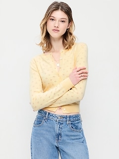 SoSoft Cropped Pointelle Cardigan